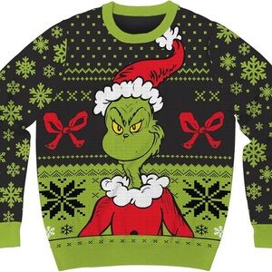 Grinch Christmas Sweater - Black and Green